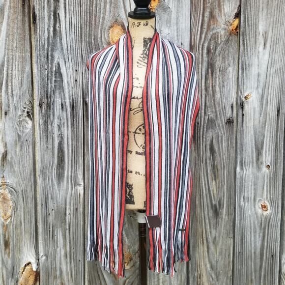 Gray Orange Striped Scarf Michael Kors Designer Accessory Fall Winter NWT - Picture 3 of 6